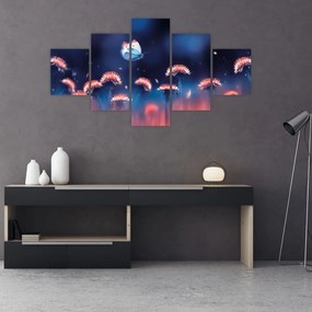 Obraz dmuchawca z niebieskim motylem (125x70 cm)