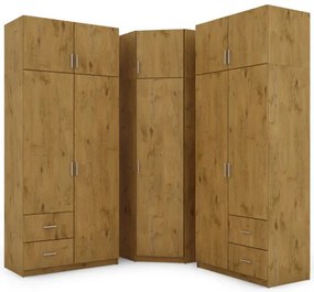 Szafa narożna z półkami i szufladami 189 x 240 cm – Dąb Lancelot