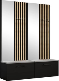Masseno Garderoba MODULO 161,2/204/40 cm do Przedpokoju Nowoczesna Czarna