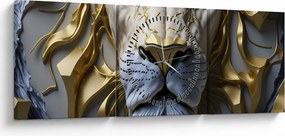 Obraz - Głowa Lwa (z zegarem) (90x30 cm)
