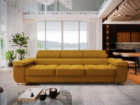 Masseno Sofa MOSINE z funkcją spania, Rozkładana sofa - Ciemny zółty, POSO 01
