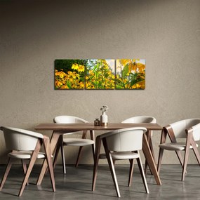 Obraz żółtych kwiatów (z zegarem) (90x30 cm)