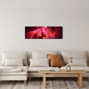 Nowoczesny obraz różowej abstrakcji (z zegarem) (90x30 cm)