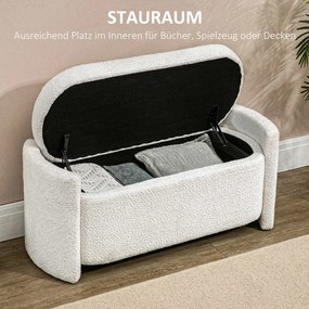 HOMCOM Ławka tapicerowana z miejscem do przechowywania kremowobiała elegancka 105x44x45 cm | Aosom PL