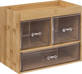 Organizer na kosmetyki z trzema przezroczystymi szufladkami + półeczka