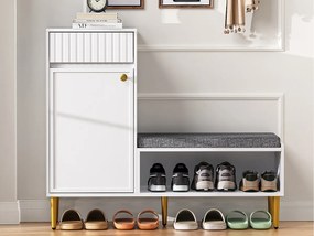 Szafa na buty 100x35x82.2cm - z ławką - z 1 szufladą i 1 drzwiami - Biały