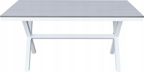 Stół ogrodowy aluminiowy biały 150x90x75 cm trwały blat kompozyt drewniany
