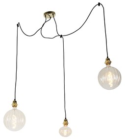 Lampa wisząca złota 3-światłowa w tym LED bursztynowy ściemniany - Cava Luxe Nowoczesny Oswietlenie wewnetrzne
