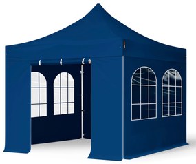 TOOLPORT 3x3 m Namiot Ekspresowy PROFESSIONAL Alu 40 mm, ze ścianami bocznymi, okna łukowe, niebieski - (600154)