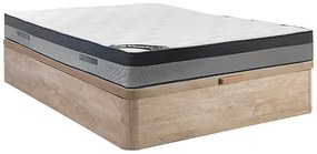 Zestaw 140 x 190 cm: stelaż ze skrzynią w jasnym naturalnym kolorze + materac hybrydowy z kieszeniowymi sprężynami 7 stref i pianką z pamięcią kształtu, gr. 30 cm – ILYROS od YSMÉE
