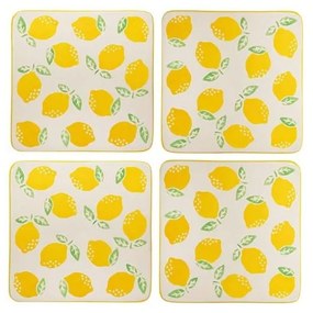 Żółto-białe ceramiczne podkładki zestaw 4 szt. Lemon – Sass &amp; Belle