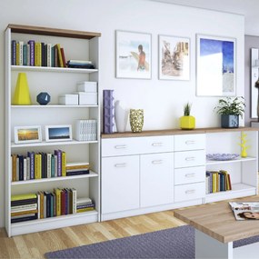 Komoda Dwudrzwiowa z Szufladami do Salonu ELEGO 120 cm Biała Nowoczesna