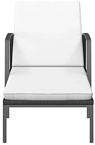 Czarny leżak ogrodowy z białą poduszką W7-R81