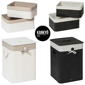Drewniano-tekstylny kosz na pranie 62 l Kankyo – Premier Housewares