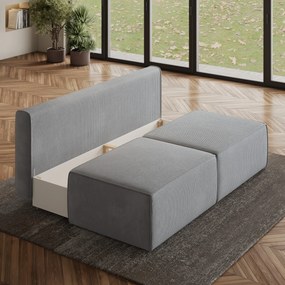 Masseno Narożnik VARNA z funkcją spania i pojemnikiem na pościel Narozniki L, Rozkładana sofa - Jasnoszary, POSO 55