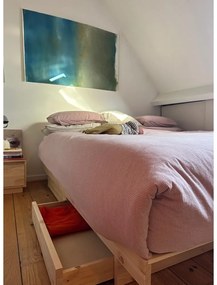 Naturalne łóżko dwuosobowe z litego drewna sosnowego ze schowkiem i stelażem 140x200 cm Kanso – Karup Design