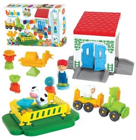 Mochtoys klocki jeżyki pin bricks farma w kartonie 100 el. + 3 figurki