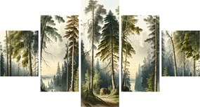 Obraz - Krajobraz lasów w stylu vintage (125x70 cm)