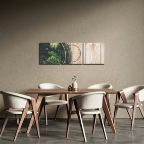 Obraz sukulentów w szkle (z zegarem) (90x30 cm)