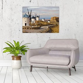 Obraz na szkle - Wiatraki Consuegra, Hiszpania (70x50 cm)