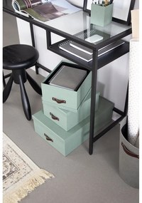 Miętowe kartonowe pojemniki z pokrywką zestaw 3 szt. 31x47x15 cm Inge – Bigso Box of Sweden