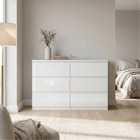 Komoda NUDO 138,5 cm do Salonu Sypialni 6 Szuflad Biały