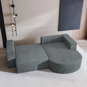 Masseno Narożnik SORELA z funkcją spania i pojemnikiem na pościel Narozniki L, Rozkładana sofa - Szary, POSO 60