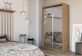 Szafa Przesuwna BELLINA 150 cm z Lustrem Szafa Dwudrzwiowa Dąb artisan
