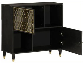 Czarna designerska szafka na nóżkach z drewna mango - Rebex 14X