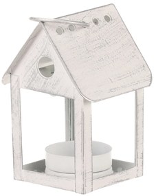 Metalowa latarnia Ptasia budka, biała, 11 cm