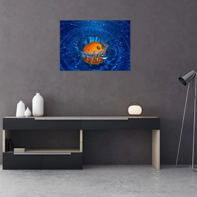 Obraz na szkle - pomarańcza w wodzie (70x50 cm)