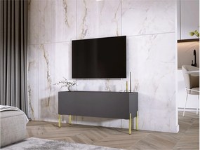 Szafka RTV w kolorze antracytowym, złote nogi, 100 x 52 x 32 cm