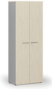 Szafa biurowa z drzwiami PRIMO GRAY, 800 x 420 x 2128 mm, szary/brzoza