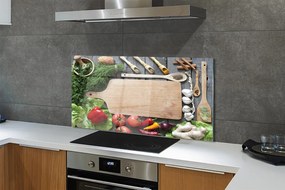 Szklany Panel Przyprawy na Drewnianej Desce