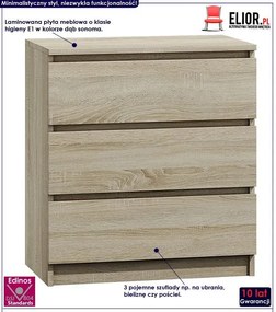 Mała Komoda Z 3 Szufladami Dąb Sonoma L2-G45