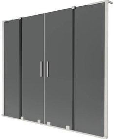 Mexen Velar L Duo parawan nawannowy 2-skrzydłowy rozsuwany 200 x 150 cm, grafit, nikiel szczotkowany - 896-200-003-42-97