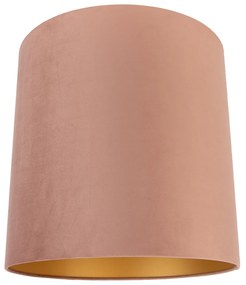 Aksamitny abażur różowy 40/40/40 ze złotym wnętrzem klasyczny/Antyczny