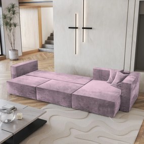 Masseno Narożnik TOLMO z funkcją spania i pojemnikiem na pościel Narozniki L, Rozkładana sofa - Wrzosowy, MONOLITH 62