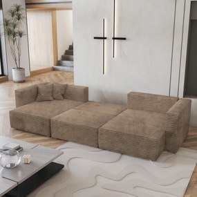 Masseno Narożnik SARMO z funkcją spania i pojemnikiem na pościel Narozniki U, Rozkładana sofa - Beżowy, TILIA 17