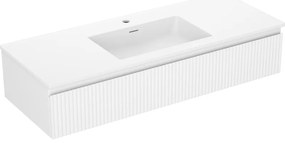 Mexen Rivel szafka łazienkowa 120 cm z umywalką Otis, 1 szuflada, ryflowana , biała mat - 91A20-12023-1-BF01-W18M01
