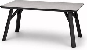 Stół Urbanico 160x90 cm z blatem MDF w kolorze szarego betonu na czarnych nogach do loftowej jadalni