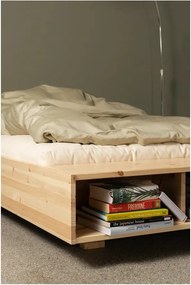 Łóżko jednoosobowe z litego drewna sosnowego bez zagłówka ze stelażem 90x200 cm w naturalnym kolorze Merge – Karup