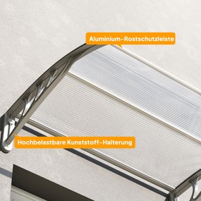 Outsunny Daszek nad drzwi i okna, Osłona dla wejść i okien, 100Dł x 75Szer x 23Wys cm, Srebrny