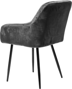 Szare krzesło jadalniane MARLEN VELVET z czarnymi nogami