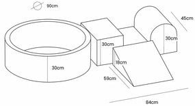 Różowy aksamitny piankowy plac zabaw 3 szt. wysokość 30 cm 225x90 cm Montessori – Meowbaby