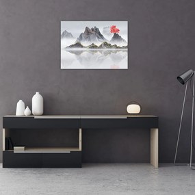 Obraz na szkle - Góry we mgle (70x50 cm)