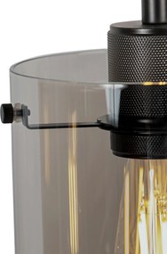 Designerska lampa wisząca czarna z dymionym szkłem 4 światła - Dome