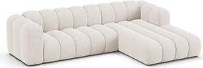 Kremowy narożnik z tkaniny szenilowej (prawostronny/z szezlongiem) Lupine – Micadoni