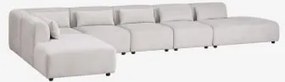Sofa Modułowy Narożny 6-częściowy Z Podwójnym Szezlongiem Fogler Tkaniny Jasnoszary - Sklum