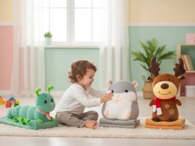 Pluszowa GĄSIENNICA z dziecięcym kocykiem w środku, zielona